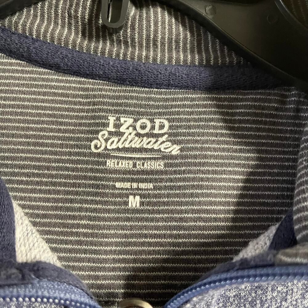 Izod Saltwater quarter zip half zip pullover knit sweater men's Medium blue gray - Picture 5 of 16